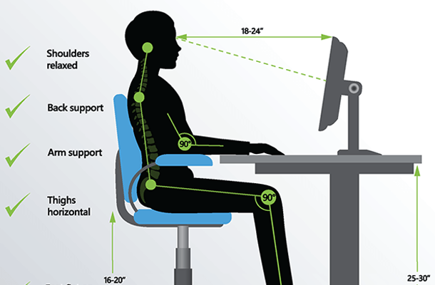 The correct dimensions for having an ergonomic chair and check
